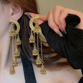 Bohemian Vintage Metal Round Geometric Long Tassel Drop Earrings Chic Exotic Style view 4