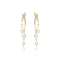 Elegant Luxury Korean Style Gold Alloy Curved Line Rhinestone Zircon Pearl Drop Dangle Earrings view 5