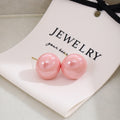 Elegant Pink Round Pearl Studs Sweet Minimal Small Silver Needle Summer Fashion Women Earrings view 3