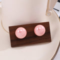 Elegant Pink Round Pearl Studs Sweet Minimal Small Silver Needle Summer Fashion Women Earrings view 4