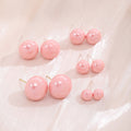 Elegant Pink Round Pearl Studs Sweet Minimal Small Silver Needle Summer Fashion Women Earrings view 1