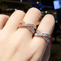 European American Cross Geometric Micro Pave Open Ring, Adjustable Light Luxury Finger Jewelry view 3