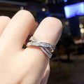 European American Cross Geometric Micro Pave Open Ring, Adjustable Light Luxury Finger Jewelry view 1