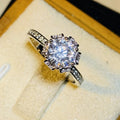 Luxury Korean Sunflower Wedding Ring For Women, Sparkling Fashion Index Finger Jewelry view 2