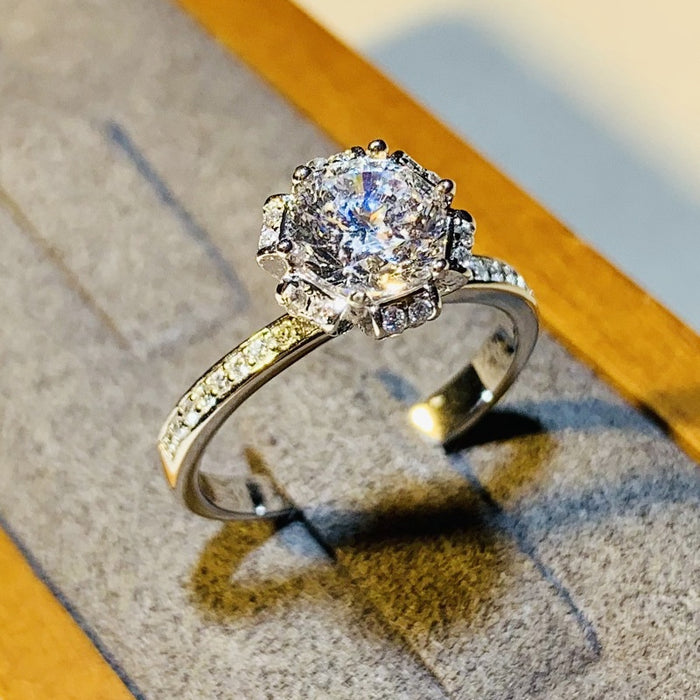 Luxury Korean Sunflower Wedding Ring For Women, Sparkling Fashion Index Finger Jewelry