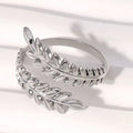 European American Leaf Shape Open Adjustable Ring, Simple Metallic Forest Style Finger Jewelry view 5