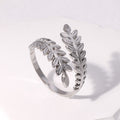 European American Leaf Shape Open Adjustable Ring, Simple Metallic Forest Style Finger Jewelry view 6