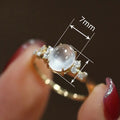 Light Luxury French Court Style Geometric Simulated Moonstone Ring For Women view 4