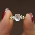 Light Luxury French Court Style Geometric Simulated Moonstone Ring For Women view 1
