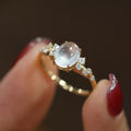 Light Luxury French Court Style Geometric Simulated Moonstone Ring For Women view 2
