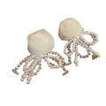 Sweet Floral Pearl Tassel Drop Earrings For Women Summer Vacation Style view 5