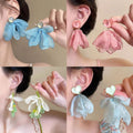 Sweet Floral Pearl Tassel Drop Earrings For Women Summer Vacation Style view 1