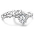 Vintage Marquise And Pear Shape Matching Wedding Ring Set, Classic Minimalist Women's Rings view 5