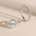 Vintage Marquise And Pear Shape Matching Wedding Ring Set, Classic Minimalist Women's Rings view 2
