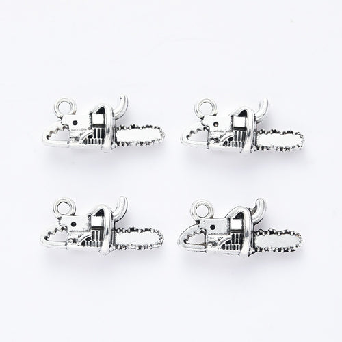 Antique Silver Zinc Alloy Chainsaw Charm Pendant for DIY Necklace Bracelet Jewelry Making