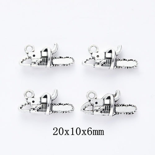 Antique Silver Zinc Alloy Chainsaw Charm Pendant for DIY Necklace Bracelet Jewelry Making