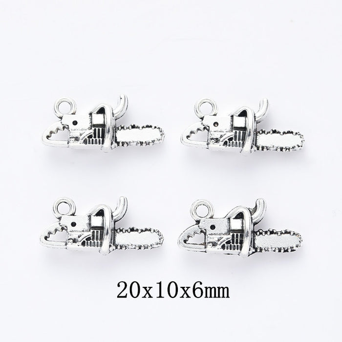 Antique Silver Zinc Alloy Chainsaw Charm Pendant for DIY Necklace Bracelet Jewelry Making