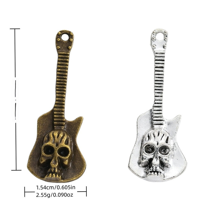 Zinc Alloy Skull Guitar Charm Pendant for DIY Necklace Bracelet Jewelry Making