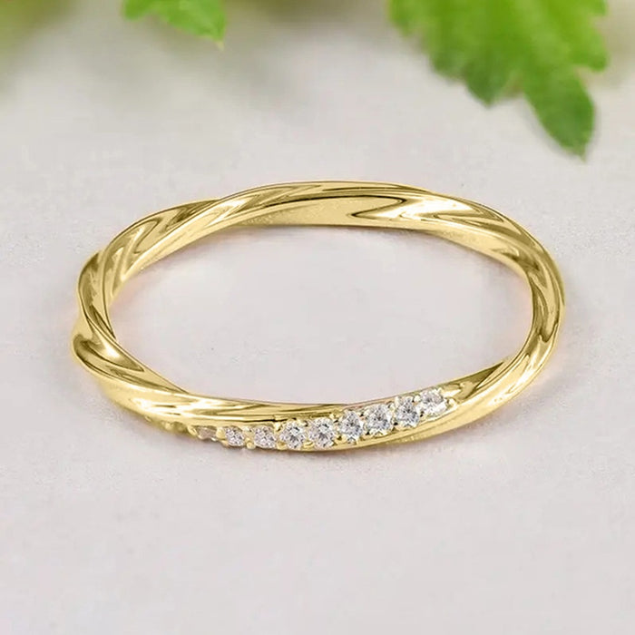 Korean Style Ultra Thin Twist Line Ring For Women, Spiral Braided Minimalist Fashion Jewelry