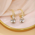Elegant Korean Luxury Gold Alloy Teardrop Hook Round Crystal Rhinestone Ball Drop Dangle Women Earrings view 3