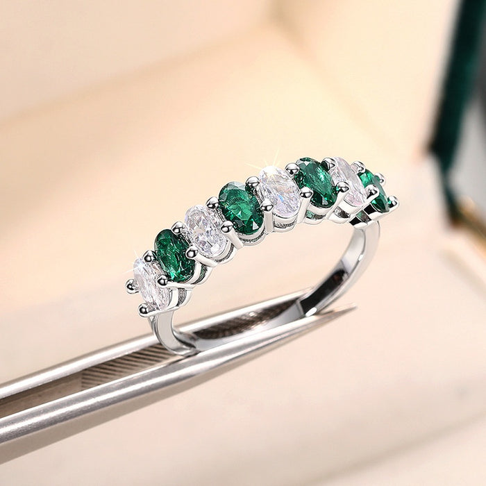 Fashion Oval Rhinestone Row Geometric Vintage Ring Simple Delicate Everyday Jewelry For Women