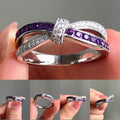 European Fashion Purple Crisscross Bow Ring For Women, New Statement Finger Jewelry view 2