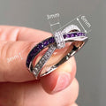 European Fashion Purple Crisscross Bow Ring For Women, New Statement Finger Jewelry view 4