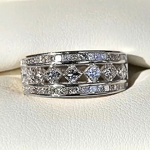 Korean Dongdaemun Geometric Index Finger Ring With Rhombus Arrangement For Daily Wear