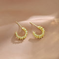 Elegant Irregular Crushed Metal C Hoop Stud Earrings, Light Luxury Alloy Silver Needle Open Hoop Earrings view 4