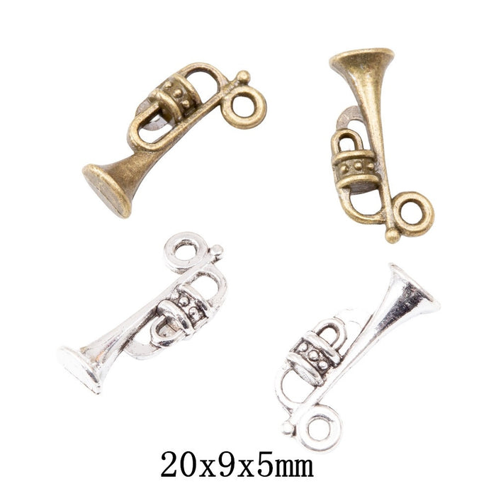 Zinc Alloy Trumpet Charm Pendant No.745430 for DIY Necklace Bracelet Jewelry Making