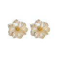 Premium Korean Style Resin Camellia Flower Stud Earrings For Women With Silver Needles view 5