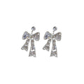 Light Luxury Copper Bow Trapezoid Zircon Drop Earrings With Silver Pins view 5