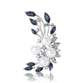 Alloy Rhinestone Pearl Crescent Flower Brooch For Women's Apparel view 5