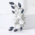 Alloy Rhinestone Pearl Crescent Flower Brooch For Women's Apparel view 2