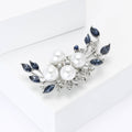 Alloy Rhinestone Pearl Crescent Flower Brooch For Women's Apparel view 3