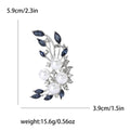 Alloy Rhinestone Pearl Crescent Flower Brooch For Women's Apparel view 6