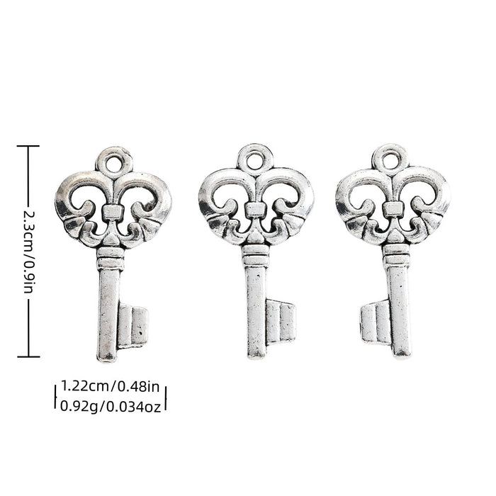 Antique Silver Zinc Alloy Key Charm Pendant for DIY Necklace Bracelet Jewelry Making