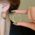 Alloy Geometric Line Hoop Earrings With Silver Pins Chic Minimalist Light Luxury Ear Jewelry view 4