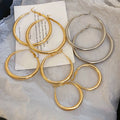 Alloy Geometric Line Hoop Earrings With Silver Pins Chic Minimalist Light Luxury Ear Jewelry view 1