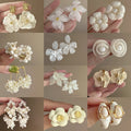 French Vintage Flower Tassel Pearl Drop Earrings, Princess Style Light Luxury U Shape Jewelry view 1