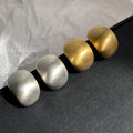 Minimalist Brushed Copper Geometric Oval Line Stud Earrings For Women Light Luxury Style view 3