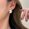 Minimalist Brushed Copper Geometric Oval Line Stud Earrings For Women Light Luxury Style view 4