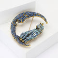 Alloy Rhinestone Moon Cat Brooch Pin For Women's Clothing view 3