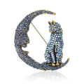 Alloy Rhinestone Moon Cat Brooch Pin For Women's Clothing view 5