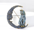 Alloy Rhinestone Moon Cat Brooch Pin For Women's Clothing view 2