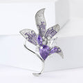 Copper Zircon Lily Flower Brooch Pin For Women Suits And Dresses view 2