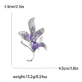 Copper Zircon Lily Flower Brooch Pin For Women Suits And Dresses view 6