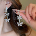 French Luxury Zircon Butterfly Tassel Earrings And Collarbone Necklace Jewelry Set view 4