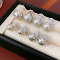 French Chic Faux Pearl Geometric Round Clip-on Earrings, Minimalist No-Piercing Ear Cuffs for Women view 1