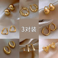 Metal Twist Stud And Hoop Earrings Jewelry Set With Light Luxury Geometric Round Design view 1